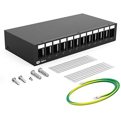 HB-DIGITAL Capa de painel de conexão de 12 portas para módulos Keystone: RJ45 feminino, conector RJ11, conector IEC macho/fêmea, conector F, USB-C USB-A BF/AF, HDMI, terminal fêmea rosqueada BNZ, HB-DIGITAL Capa de painel de conexão de 12 portas para módulos Keystone: RJ45 feminino, conector RJ11, conector IEC macho/fêmea, conector F, USB-C USB-A BF/AF, HDMI, terminal fêmea rosqueada BNZ,