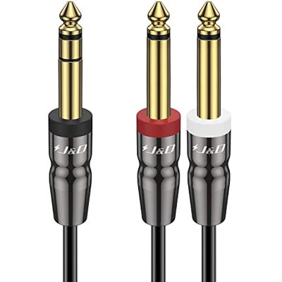 J&D Cabo TRS de 1/4" para duplo TS, banhado a ouro, 6,35 mm estéreo macho a 2 mono macho, divisor e adaptador para interface de áudio, misturador, equipamentos de estúdio, 3 metros J&D Cabo TRS de 1/4" para duplo TS, banhado a ouro, 6,35 mm estéreo macho a 2 mono macho, divisor e adaptador para interface de áudio, misturador, equipamentos de estúdio, 3 metros