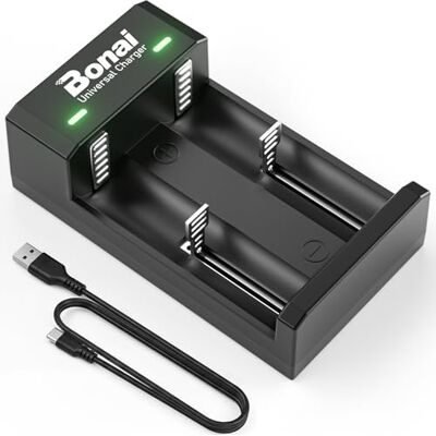 BONAI Carregador 18650, 18650 lítio carregador inteligente de pilhas, carregador pilhas AA AAA C e D, para pilhas recarregáveis 18650 18500 18350 17650 17670 17500 22650 25500 22700 com porta USB BONAI Carregador 18650, 18650 lítio carregador inteligente de pilhas, carregador pilhas AA AAA C e D, para pilhas recarregáveis 18650 18500 18350 17650 17670 17500 22650 25500 22700 com porta USB