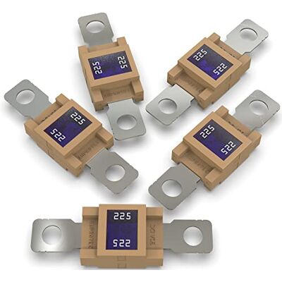 AUPROTEC Fusível MEGA Fusíveis de alta corrente aparafusados 80A 500A seleção: 225A Ampere marrom, 5 peças AUPROTEC Fusível MEGA Fusíveis de alta corrente aparafusados 80A 500A seleção: 225A Ampere marrom, 5 peças