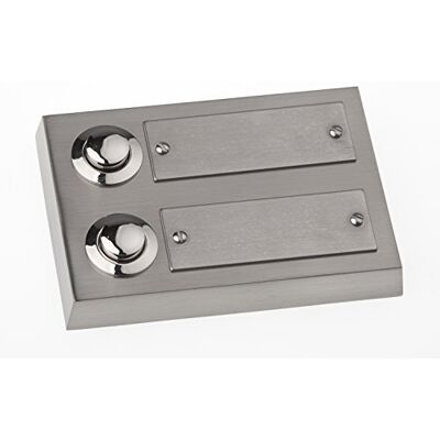HUBER Botão de campainha de superfície de metal com placa de identificação campainha de superfície I botão de latão cromado campainha porta frontal HUBER Botão de campainha de superfície de metal com placa de identificação campainha de superfície I botão de latão cromado campainha porta frontal