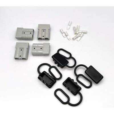 Offgridtec Conjunto de 4 tomadas Anderson de 50 A, máximo 600 V com cobertura anti-pó cinzenta AWG6. Offgridtec Conjunto de 4 tomadas Anderson de 50 A, máximo 600 V com cobertura anti-pó cinzenta AWG6.