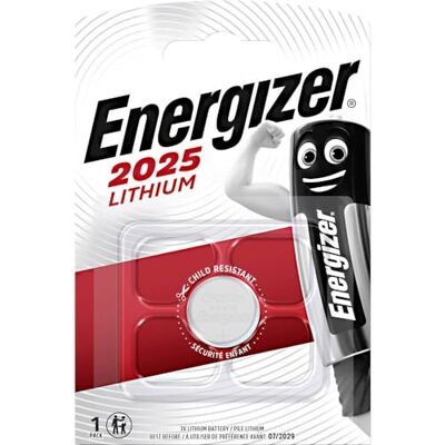 Energizer Pacote de 1 pilha de botão de lítio CR2025, sem mercúrio adicionado e potência para dispositivos pequenos como dispositivos médicos, balanças, elementos vestíveis Energizer Pacote de 1 pilha de botão de lítio CR2025, sem mercúrio adicionado e potência para dispositivos pequenos como dispositivos médicos, balanças, elementos vestíveis