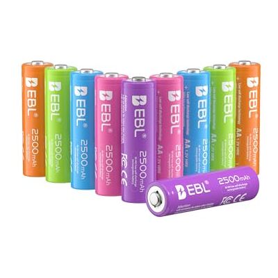 EBL Pilhas recarregáveis AA Ni-MH arco-íris bateria recarregáveis AA 2500 mAh EBL Pilhas recarregáveis AA Ni-MH arco-íris bateria recarregáveis AA 2500 mAh