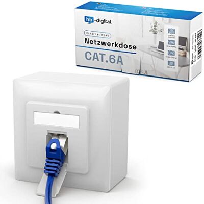HB-DIGITAL 1 tomada de rede CAT 6a para cabo de instalação CAT.8 CAT.7 CAT.6A CAT.6 CAT.5 com 1 x porta RJ45 Tomada de dados para montagem em superfície/embutida universal EIA/TIA 568A&B 8P8C Ethernet HB-DIGITAL 1 tomada de rede CAT 6a para cabo de instalação CAT.8 CAT.7 CAT.6A CAT.6 CAT.5 com 1 x porta RJ45 Tomada de dados para montagem em superfície/embutida universal EIA/TIA 568A&B 8P8C Ethernet