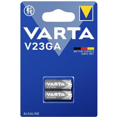 Varta Pilha de botão alcalina de 12 V Electronics V23GA, pilhas de botão numa embalagem blister original de 2 unidades, prateado Varta Pilha de botão alcalina de 12 V Electronics V23GA, pilhas de botão numa embalagem blister original de 2 unidades, prateado