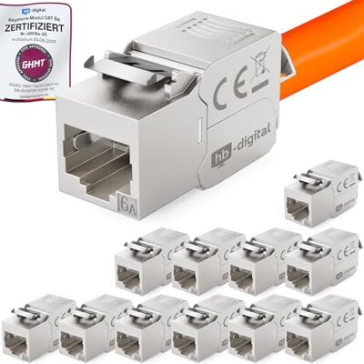 HB-DIGITAL 12 x CAT 6A Keystone módulo Jack RJ45 conector RJ45 500 MHz 10 Gbit/s totalmente blindado LSA Ethernet LAN cabo CAT 6 HB-DIGITAL 12 x CAT 6A Keystone módulo Jack RJ45 conector RJ45 500 MHz 10 Gbit/s totalmente blindado LSA Ethernet LAN cabo CAT 6