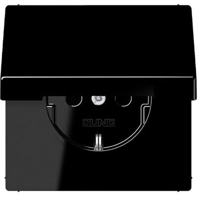 JUNG Schuko 1520 KIKL SW 16 A 250 V com proteção tátil e tampa dobrável, série LS preto, 250 V JUNG Schuko 1520 KIKL SW 16 A 250 V com proteção tátil e tampa dobrável, série LS preto, 250 V