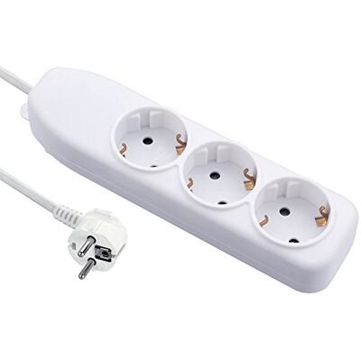 Electraline Extensão de 3 tomadas, cabo 3G1 1,5 m, cor branco, 1,5M Electraline Extensão de 3 tomadas, cabo 3G1 1,5 m, cor branco, 1,5M