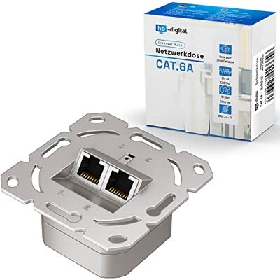 HB-DIGITAL tomada de rede Cat.6a com 2X portas RJ45 embutidas sem invólucro tomada de rede transmissão de dados tomada universal Cat.5 Cat.6 Cat.6a EIA/Tia 568A&B 8P8C Gigabit Ethernet HB-DIGITAL tomada de rede Cat.6a com 2X portas RJ45 embutidas sem invólucro tomada de rede transmissão de dados tomada universal Cat.5 Cat.6 Cat.6a EIA/Tia 568A&B 8P8C Gigabit Ethernet
