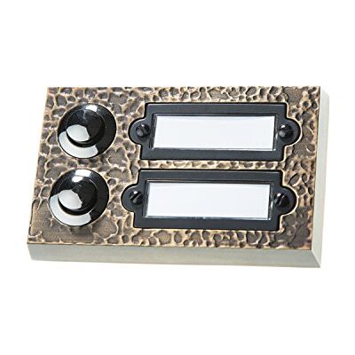 HUBER Botão de campainha de superfície de metal com placa de identificação campainha de superfície I botão de latão cromado campainha porta frontal HUBER Botão de campainha de superfície de metal com placa de identificação campainha de superfície I botão de latão cromado campainha porta frontal