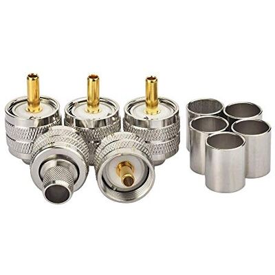 Superbat Conector PL259 macho Crimpar UHF CB LMR400 50 Ohm 5 peças Baixa perda para cabo LMR400/ RG-8/ RG-213/ LMR240, antena HF/VHF, medidor ROE, rádio CB portátil e equipamento rádio amador Superbat Conector PL259 macho Crimpar UHF CB LMR400 50 Ohm 5 peças Baixa perda para cabo LMR400/ RG-8/ RG-213/ LMR240, antena HF/VHF, medidor ROE, rádio CB portátil e equipamento rádio amador