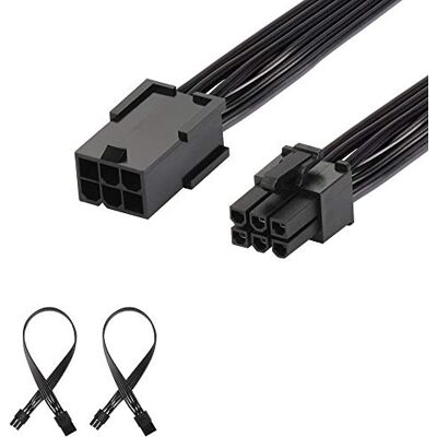 J&D Pack de 2 6 pinos PCIe cabo adaptador de energia, cabo de extensão de alimentação durável PCI Express 30 cm J&D Pack de 2 6 pinos PCIe cabo adaptador de energia, cabo de extensão de alimentação durável PCI Express 30 cm