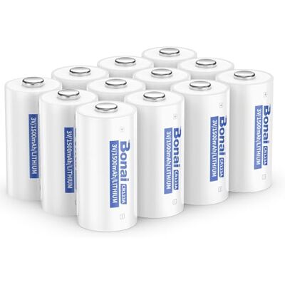 BONAI CR123A Pilhas de lítio 3V 1500mAh não recarregável e baixa autodescarga, adequadas para lanternas, câmaras, brinquedos, microfones e instrumentos inteligentes pacote de 12 BONAI CR123A Pilhas de lítio 3V 1500mAh não recarregável e baixa autodescarga, adequadas para lanternas, câmaras, brinquedos, microfones e instrumentos inteligentes pacote de 12