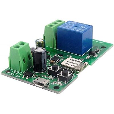 MHCOZY Módulo de interruptor de relé sem fio WiFi inteligente de 1 canal USB 5V DC 7-32V, app Sonoff eWelink Controle remoto, funciona com Alexa Google Home MHCOZY Módulo de interruptor de relé sem fio WiFi inteligente de 1 canal USB 5V DC 7-32V, app Sonoff eWelink Controle remoto, funciona com Alexa Google Home