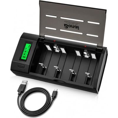 BONAI LCD Ecrã carregador de pilhas inteligente para AA/AAA/SC/C/D/9V Ni-MH, carregador universal pilhas com função de descarregamento (carregador de bateria USB) BONAI LCD Ecrã carregador de pilhas inteligente para AA/AAA/SC/C/D/9V Ni-MH, carregador universal pilhas com função de descarregamento (carregador de bateria USB)