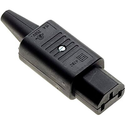 Keple Conector IEC recarregável C13, 15 A reto, preto, conectores IEC320-C13, adaptador de corrente fêmea de 3 terminais, conector, pinhas, tomada em linha, tomada Keple Conector IEC recarregável C13, 15 A reto, preto, conectores IEC320-C13, adaptador de corrente fêmea de 3 terminais, conector, pinhas, tomada em linha, tomada