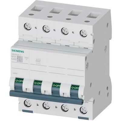 Siemens 5SL64407 Interruptor automático magnetotérmico 4P 40A curva C 6kA 400V Siemens 5SL64407 Interruptor automático magnetotérmico 4P 40A curva C 6kA 400V