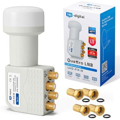 HB-DIGITAL LNB LNC Conector com contactos banhados a ouro para cabo de televisão de alta definição, para FULL HD TV 3D, extensível, inclui tomada HB-DIGITAL LNB LNC Conector com contactos banhados a ouro para cabo de televisão de alta definição, para FULL HD TV 3D, extensível, inclui tomada