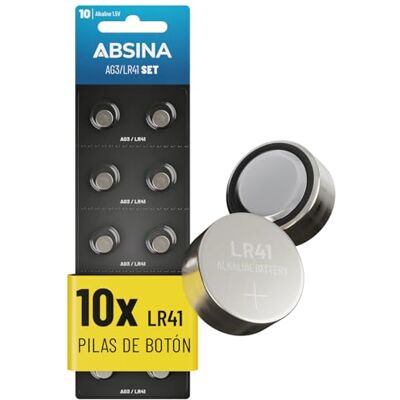 ABSINA 10x Pilhas LR41 Botão AG3-1,5V, alcalina, à prova de fugas e de longa duração LR736 / L736 / L736F / G3 / 192 / GP192 / RW87 Pilhas para termômetro digital, pilha AG3, bateria LR41 ABSINA 10x Pilhas LR41 Botão AG3-1,5V, alcalina, à prova de fugas e de longa duração LR736 / L736 / L736F / G3 / 192 / GP192 / RW87 Pilhas para termômetro digital, pilha AG3, bateria LR41