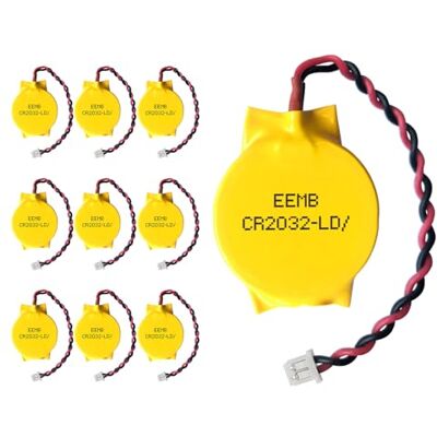 EEMB Bateria 10X com linguetas de soldagem baterias de lítio CR2032 com linguetas não recarregáveis com certificação UL (CR2032-LD) EEMB Bateria 10X com linguetas de soldagem baterias de lítio CR2032 com linguetas não recarregáveis com certificação UL (CR2032-LD)