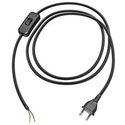 ledscom.de Euroconector tipo C com cabo têxtil, comutador, 2 m, preto, 2 x 0,75 mm² ledscom.de Euroconector tipo C com cabo têxtil, comutador, 2 m, preto, 2 x 0,75 mm²