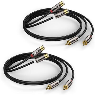J&D 2 unidades cabo extensão 2RCA extensão de áudio estéreo, 2 RCA macho tomadas para 2 RCA fêmea conector banhado a ouro, 0,9 metros J&D 2 unidades cabo extensão 2RCA extensão de áudio estéreo, 2 RCA macho tomadas para 2 RCA fêmea conector banhado a ouro, 0,9 metros