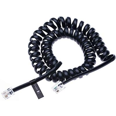 Keple RJ10 Telefone cabo chumbo encaracolado espiral de auricular 3 metros compatível com telemóveis fixos Cisco, NEC, ROLM, ITT, TI (preto) Keple RJ10 Telefone cabo chumbo encaracolado espiral de auricular 3 metros compatível com telemóveis fixos Cisco, NEC, ROLM, ITT, TI (preto)