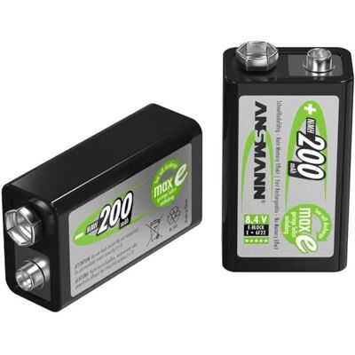 Ansmann maxE Pilha recarregável NiMH 9 V 200 mAh (embalagem de 1) Ansmann maxE Pilha recarregável NiMH 9 V 200 mAh (embalagem de 1)