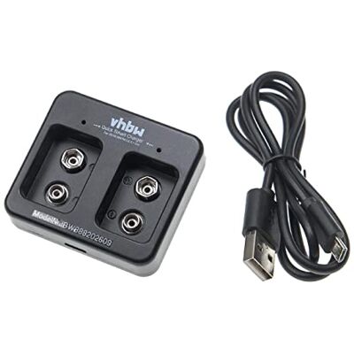 vhbw Carregador de 2 baterias para pilhas Ni-CD NiMH, Li-Ion (bloco de 9 V) carregador micro USB vhbw Carregador de 2 baterias para pilhas Ni-CD NiMH, Li-Ion (bloco de 9 V) carregador micro USB