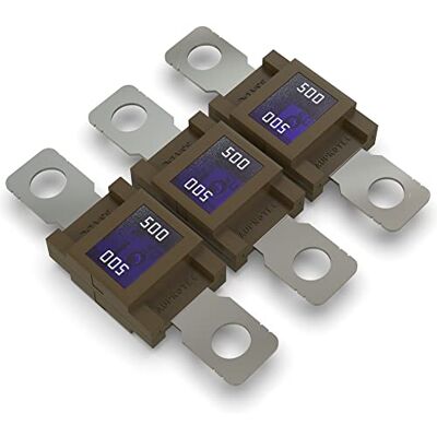 AUPROTEC Fusível MEGA FuSJFS de alta corrente aparafusáveis 80A 500A seleção: 500A Ampere castanho, 3 peças AUPROTEC Fusível MEGA FuSJFS de alta corrente aparafusáveis 80A 500A seleção: 500A Ampere castanho, 3 peças