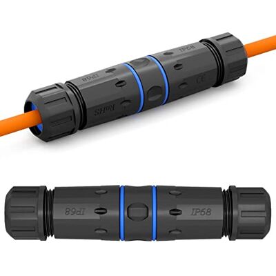 HB-DIGITAL 2 conectores RJ45 de conexão CAT. 7 para exteriores, IP68, impermeável, Ethernet, cabo de rede, adaptador LAN, extensão RJ45 fêmea (8P8C) STP AWG26-22, exterior preto HB-DIGITAL 2 conectores RJ45 de conexão CAT. 7 para exteriores, IP68, impermeável, Ethernet, cabo de rede, adaptador LAN, extensão RJ45 fêmea (8P8C) STP AWG26-22, exterior preto