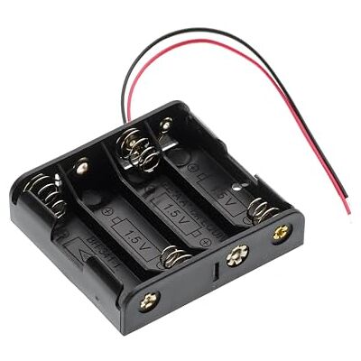 Keple Estojo para suporte de pilhas de 4 x AA 6 V com cabos, caixa de armazenamento de plástico com fios de 150 mm para projetos de bricolage. Compatível com pilhas (4 ranhuras x 1,5 V) Keple Estojo para suporte de pilhas de 4 x AA 6 V com cabos, caixa de armazenamento de plástico com fios de 150 mm para projetos de bricolage. Compatível com pilhas (4 ranhuras x 1,5 V)