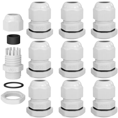 HB-DIGITAL 10 x Prensa-estopa M16 für 4-8 mm IP68 impermeável resistente ao pó resistente a UV e r de chama para uso exterior e industrial, fácil instalação rosca métrica branco HB-DIGITAL 10 x Prensa-estopa M16 für 4-8 mm IP68 impermeável resistente ao pó resistente a UV e r de chama para uso exterior e industrial, fácil instalação rosca métrica branco