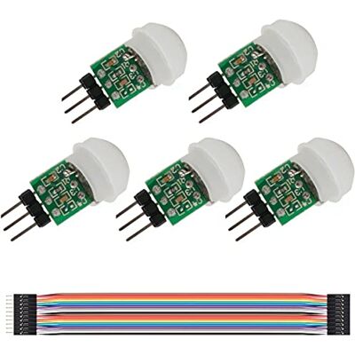 Youmile 5PACK IR Sensor humano AM312 Mini módulo detetor HC-SR312 detector automático de movimento PIR infravermelho piroelétrico DC 2,7 a 12 V para Arduino 2 A1U2 com cabo Dupont Youmile 5PACK IR Sensor humano AM312 Mini módulo detetor HC-SR312 detector automático de movimento PIR infravermelho piroelétrico DC 2,7 a 12 V para Arduino 2 A1U2 com cabo Dupont