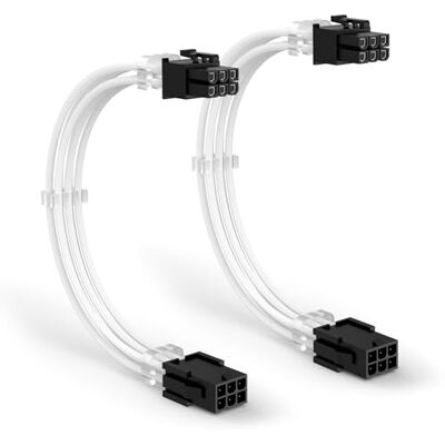 J&D Cabo de extensão de alimentação PCIe de 6 pinos, 30 cm, cabo entrançado de GPU macho a fêmea com 6 pentes para cabos, para placa gráfica, branco, embalagem de 2 J&D Cabo de extensão de alimentação PCIe de 6 pinos, 30 cm, cabo entrançado de GPU macho a fêmea com 6 pentes para cabos, para placa gráfica, branco, embalagem de 2
