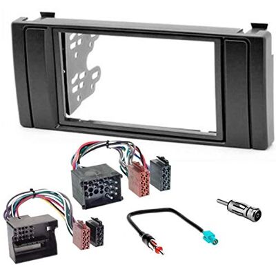 sound-way Kit de montagem automática, moldura 2 DIN rádio para carro, suportes de montagem, cabo adaptador conector ISO, adaptador antena, compatível com BMW série 5, BMW X5 sound-way Kit de montagem automática, moldura 2 DIN rádio para carro, suportes de montagem, cabo adaptador conector ISO, adaptador antena, compatível com BMW série 5, BMW X5