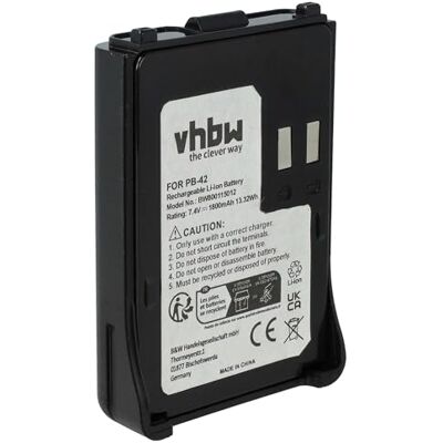 vhbw A bateria recarregável substitui Kenwood PB-42, PB-42L, PB-42Li para rádio (1800 mAh, 7,4 V, Li-Ion) PB-42L, PB-42Li para radio (1800 mAh, 7,4 V, Li-Ion) vhbw A bateria recarregável substitui Kenwood PB-42, PB-42L, PB-42Li para rádio (1800 mAh, 7,4 V, Li-Ion) PB-42L, PB-42Li para radio (1800 mAh, 7,4 V, Li-Ion)