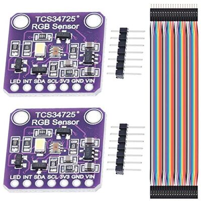 Youmile 2 peças TCS-34725 TCS34725 módulo de cor de luz RGB sensor de reconhecimento de cores com filtro IR e LED branco para Arduino com cabo Dupont Youmile 2 peças TCS-34725 TCS34725 módulo de cor de luz RGB sensor de reconhecimento de cores com filtro IR e LED branco para Arduino com cabo Dupont