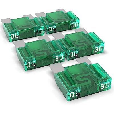 AUPROTEC Fusível de folha Maxi 20-80A, fusível de tomada para automóvel, escolha: 30A amperes, verde, 5 peças AUPROTEC Fusível de folha Maxi 20-80A, fusível de tomada para automóvel, escolha: 30A amperes, verde, 5 peças