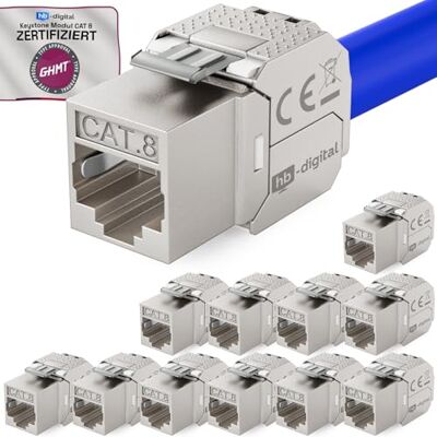 HB-DIGITAL 12 x CAT 8.1 Keystone módulo Jack RJ45 Ethernet 2000 MHz 40 Gbit totalmente blindado Cat 6 Cat 7 Cat 8 STP Ethernet LAN cabo HB-DIGITAL 12 x CAT 8.1 Keystone módulo Jack RJ45 Ethernet 2000 MHz 40 Gbit totalmente blindado Cat 6 Cat 7 Cat 8 STP Ethernet LAN cabo