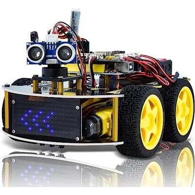 KEYESTUDIO Kit de carro robot inteligente compatível com Arduino IDE com módulo de rastreamento de linha, sensor ultra-sónico, módulo IR, kit robótico educativo STEM2 para entusiastas da programação KEYESTUDIO Kit de carro robot inteligente compatível com Arduino IDE com módulo de rastreamento de linha, sensor ultra-sónico, módulo IR, kit robótico educativo STEM2 para entusiastas da programação