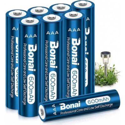 BONAI Pilhas AAA recarregáveis 600 mAh fato para luz solar, luz de baixa capacidade 1,2 V NI-MH pilhas recarregáveis AAA baixa auto-descarga (8 peças) BONAI Pilhas AAA recarregáveis 600 mAh fato para luz solar, luz de baixa capacidade 1,2 V NI-MH pilhas recarregáveis AAA baixa auto-descarga (8 peças)