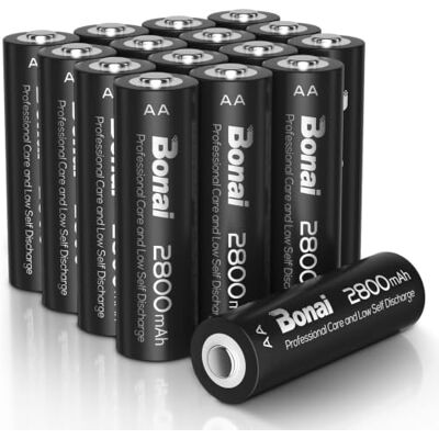 BONAI Pilhas Recargáveis AA, Alta Capacidade 2800mAh 1.2V 1200 Ciclos de Pilhas AA Recarrregáveis NI-MH, Pré-carregadas para Equipamentos Domésticos (16 Unidades) BONAI Pilhas Recargáveis AA, Alta Capacidade 2800mAh 1.2V 1200 Ciclos de Pilhas AA Recarrregáveis NI-MH, Pré-carregadas para Equipamentos Domésticos (16 Unidades)
