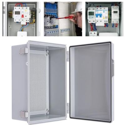 NEWFUN Quadro elétrico, armário elétrico IP66, armário de distribuição exterior com acessórios de montagem na parede 400 × 300 × 180 mm NEWFUN Quadro elétrico, armário elétrico IP66, armário de distribuição exterior com acessórios de montagem na parede 400 × 300 × 180 mm