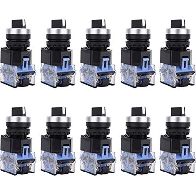 Walfront 10 unidades 22 mm interruptor seletor rotativo mantido, seletor mantido interruptor rotativo de 3 posições para circuitos elétricos Walfront 10 unidades 22 mm interruptor seletor rotativo mantido, seletor mantido interruptor rotativo de 3 posições para circuitos elétricos