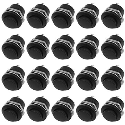 WANGCL 20 peças 16 mm botão momentâneo mini interruptor redondo botão de reinício automático 2 pinos 3A 250 V AC preto WANGCL 20 peças 16 mm botão momentâneo mini interruptor redondo botão de reinício automático 2 pinos 3A 250 V AC preto