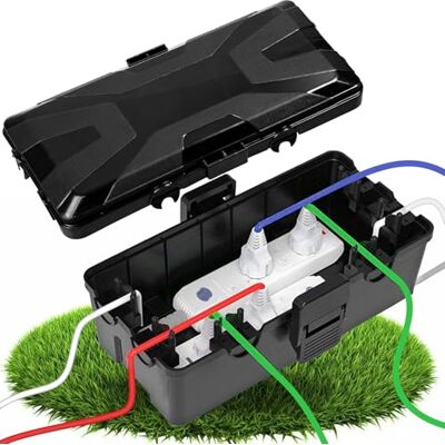 KENPOJO Caixa estanque exterior elétrica impermeável IP54, 25 x 12 x 7 cm Caixa cabos para exteriores com 6 entradas de cabo, caixa elétrica exterior para proteger cabos de extensão, tomadas luzes KENPOJO Caixa estanque exterior elétrica impermeável IP54, 25 x 12 x 7 cm Caixa cabos para exteriores com 6 entradas de cabo, caixa elétrica exterior para proteger cabos de extensão, tomadas luzes