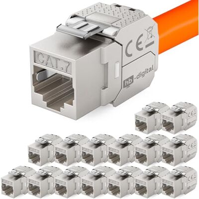 HB-DIGITAL 16 x CAT 7 Keystone Módulo Jack RJ45 conector 1000 MHz 10 Gbit/s totalmente blindado LSA CAT 5e/6/6 A/7 Ethernet LAN cabo HB-DIGITAL 16 x CAT 7 Keystone Módulo Jack RJ45 conector 1000 MHz 10 Gbit/s totalmente blindado LSA CAT 5e/6/6 A/7 Ethernet LAN cabo