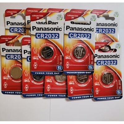 Panasonic CR2032 Pilhas de botão de lítio 3 V embalagem 12 unidades (12 blisters individuais) Panasonic CR2032 Pilhas de botão de lítio 3 V embalagem 12 unidades (12 blisters individuais)